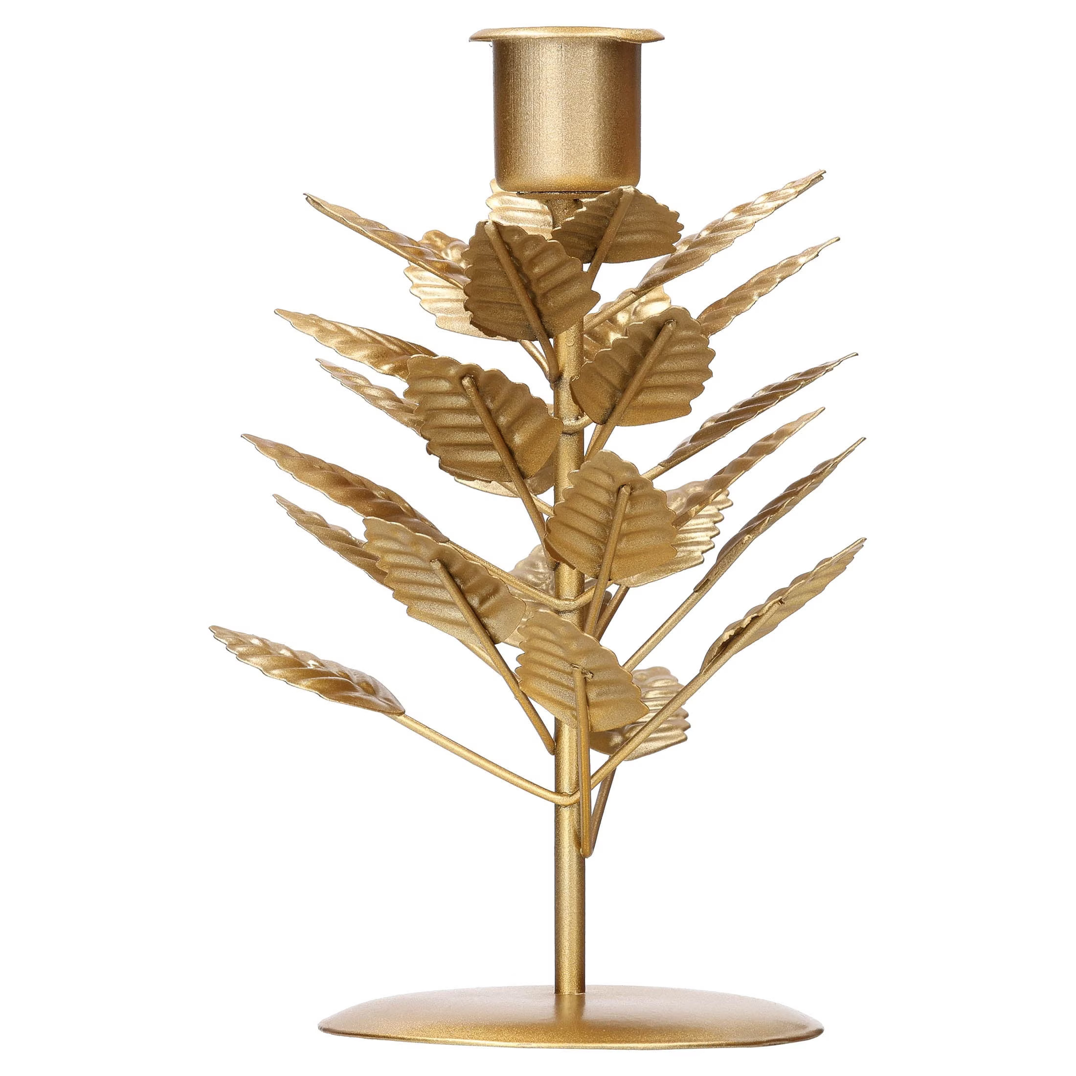 Small Gold Leaf Metal Christmas Taper Candle Holder, 6.25", by Holiday Time | Walmart (US)