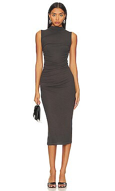 Enza Costa Silk Knit Sleeveless Twist Midi Dress in Dark Pewter from Revolve.com | Revolve Clothing (Global)