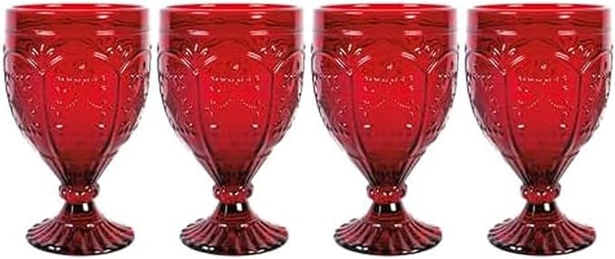 Fitz and Floyd Trestle Glassware Ornate Goblets, 4 Count (Pack of 1), Red | Amazon (US)