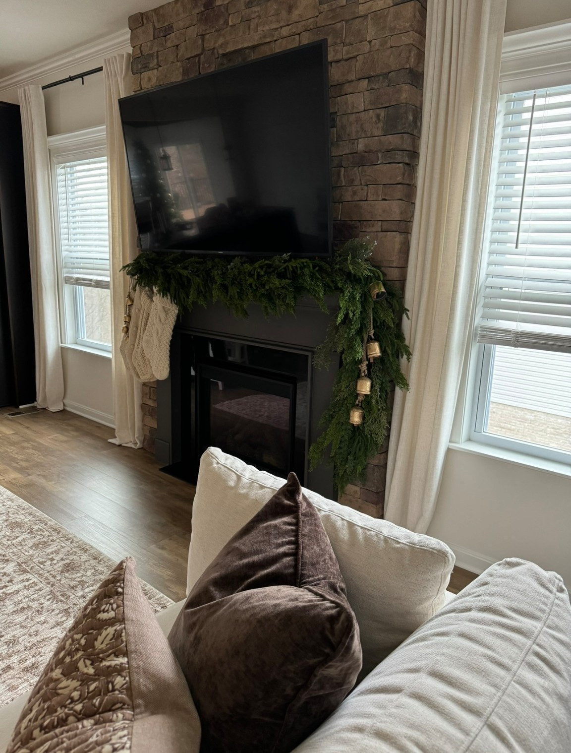 Garland, stockings and bells I used for our mantel! 

#LTKHome #LTKSeasonal #LTKHoliday