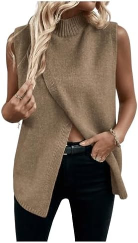 Verdusa Women's Sleeveless Sweater Vest Spring Business Casual Outfits Mock Neck Knit Pullover Sw... | Amazon (US)