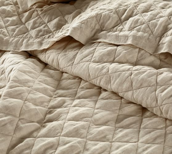 Belgian Flax Linen Diamond Quilt | Pottery Barn (US)