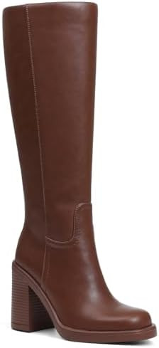 Uacllcau Knee High Boots Women Wide Calf Platform Boots for Women Square Toe Chunky Block Heeled ... | Amazon (US)