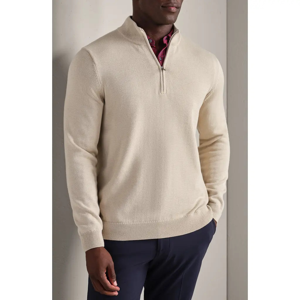 Rhone Commuter Quarter Zip Sweater in Bone at Nordstrom, Size X-Large | Nordstrom