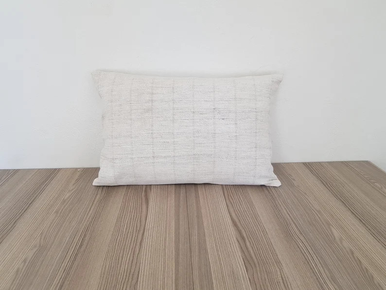 White Pillow Covers 16x24-Lumbar Pillow Case-Hemp Cushion Cover-Handmade Woven Pillow Cover-Vinta... | Etsy (US)