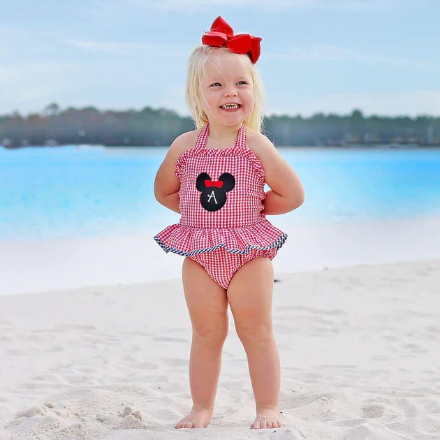 Mouse Ears Red Seersucker Swimsuit | Classic Whimsy