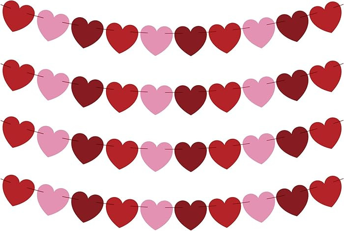OHOME Valentines Day Decorations - Heart Valentines Garland - 40 Pack Valentine's Day Backdrop Ba... | Amazon (US)