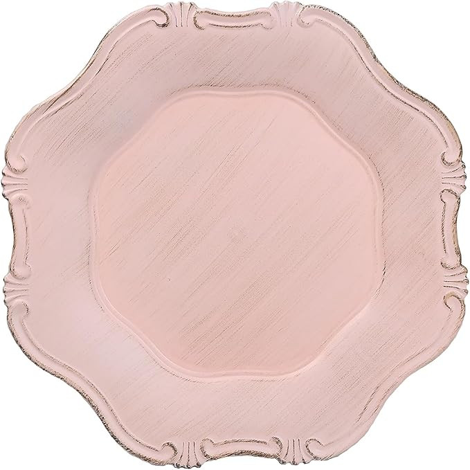 Pink Charger Plates Set of 6, Decorative Table Plastic Chargers for Dinner Plates, Party, Wedding... | Amazon (US)