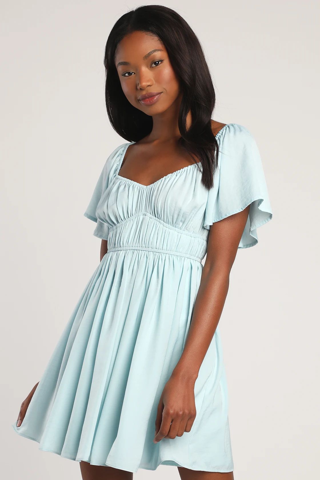 You Give Me Butterflies Light Blue Flutter Sleeve Mini Dress | Lulus (US)