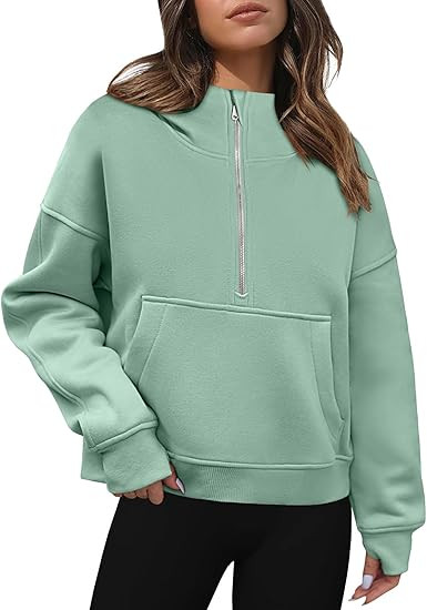 Zeagoo Women Half Zip Cropped Hoodies Fleece Long Sleeve Pullover Sweatshirts 2023 Fall Winter Cl... | Amazon (US)