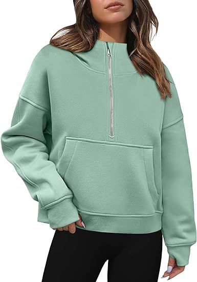 Zeagoo Women Half Zip Cropped Hoodies Fleece Long Sleeve Pullover Sweatshirts 2023 Fall Winter Cl... | Amazon (US)