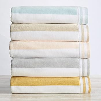 4-Pack 100% Cotton Beach Towel. Cabana Stripe Velour Pool Towels. Edgartown Collection (Light Blue) | Amazon (US)