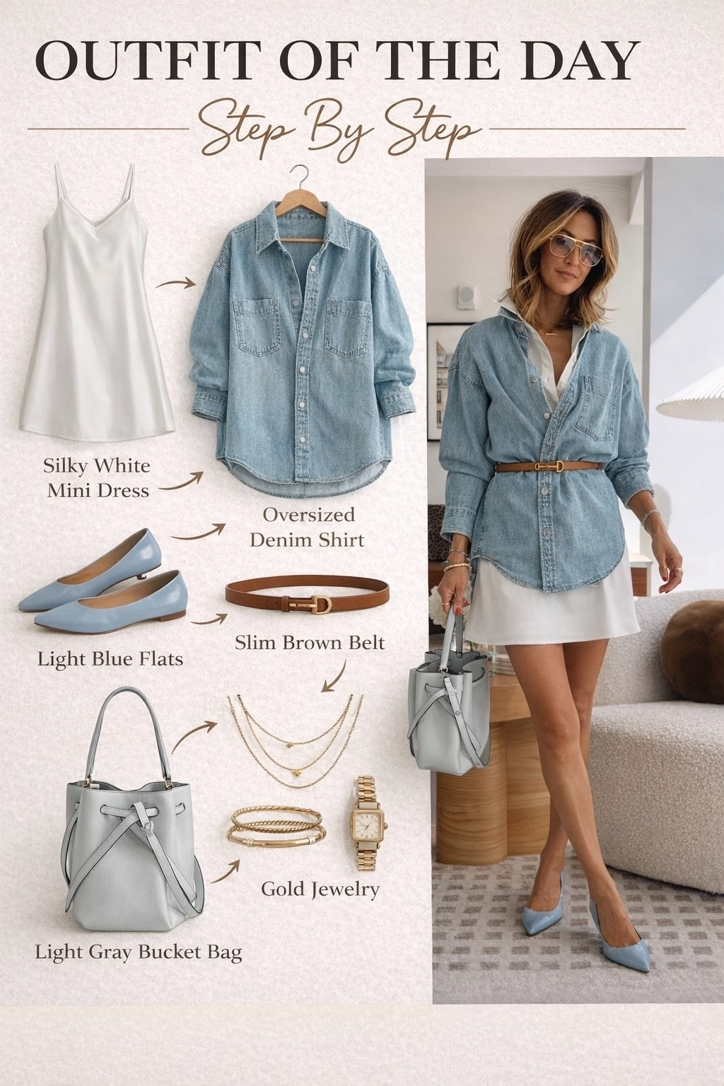 OOTD silky dress- dressed 
Denim chambray top ￼

#LTKSaleAlert #LTKootd