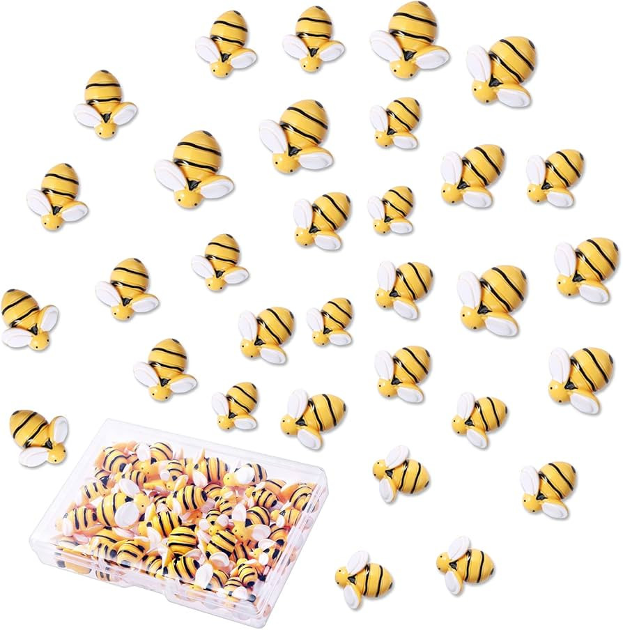 BENBO 60 Pieces Tiny Resin Bee Embellishment, Bumble Bee Shaped Craft Honeybee Decor Bumblebee De... | Amazon (US)