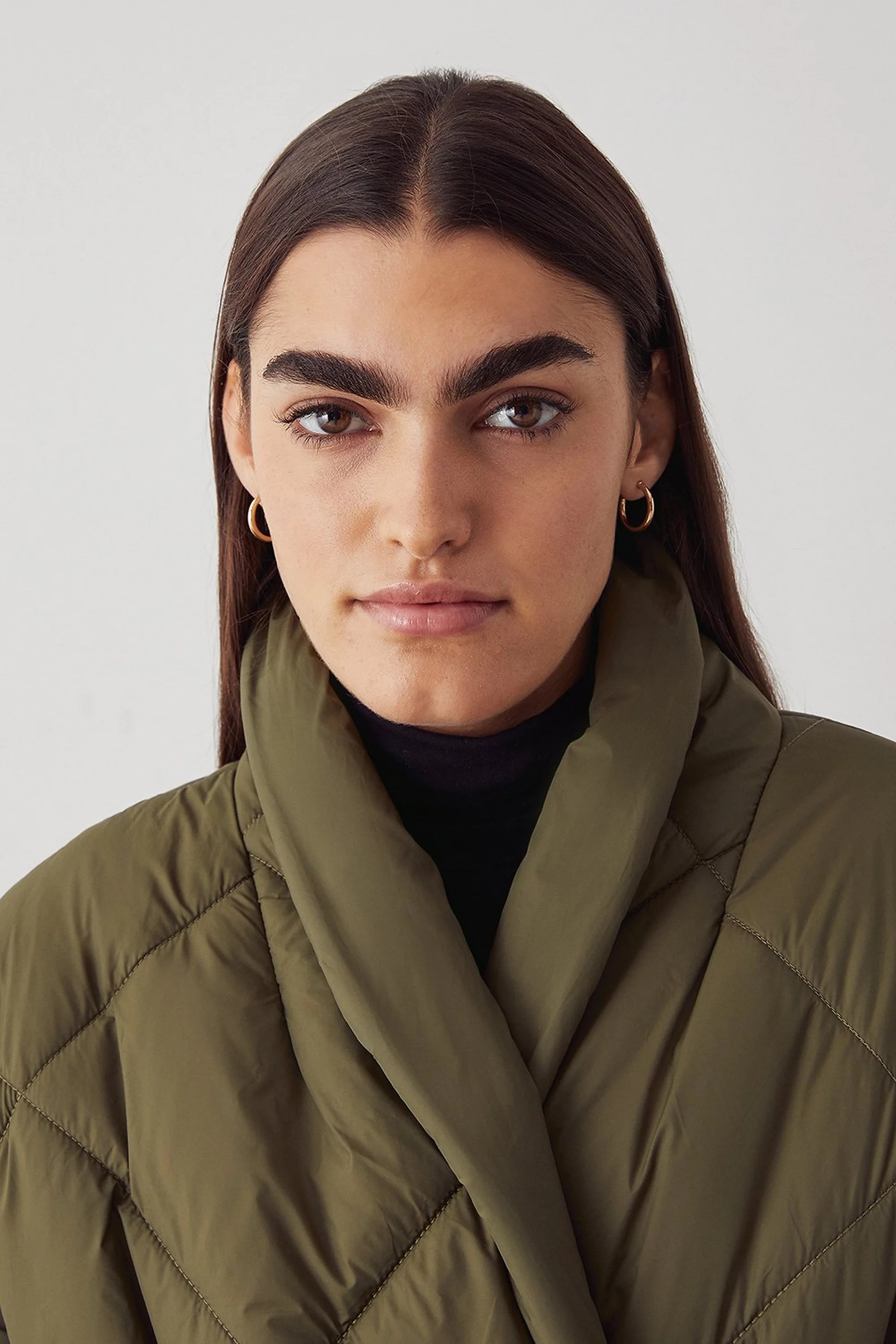 Quilted Longline Belted Wrap Coat | Warehouse UK & IE