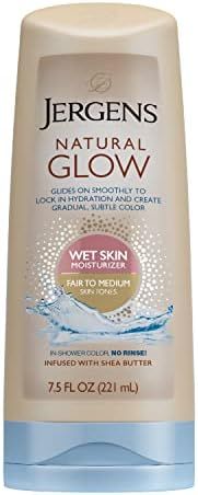 Jergens Natural Glow In-shower Lotion, Self Tanner for Fair to Medium Skin Tone, Wet Skin Lotion,... | Amazon (US)
