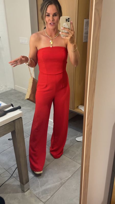 Cutest jumpsuit from target- available in 4 colors true sizing in a small. Also has straps double lined so nice 
.
#target, target style, resort wear, vacation outfit, vacation style, resort style, beach, wedding guest, jumpsuit 

#LTKstyletip #LTKfindsunder50 #LTKsalealert