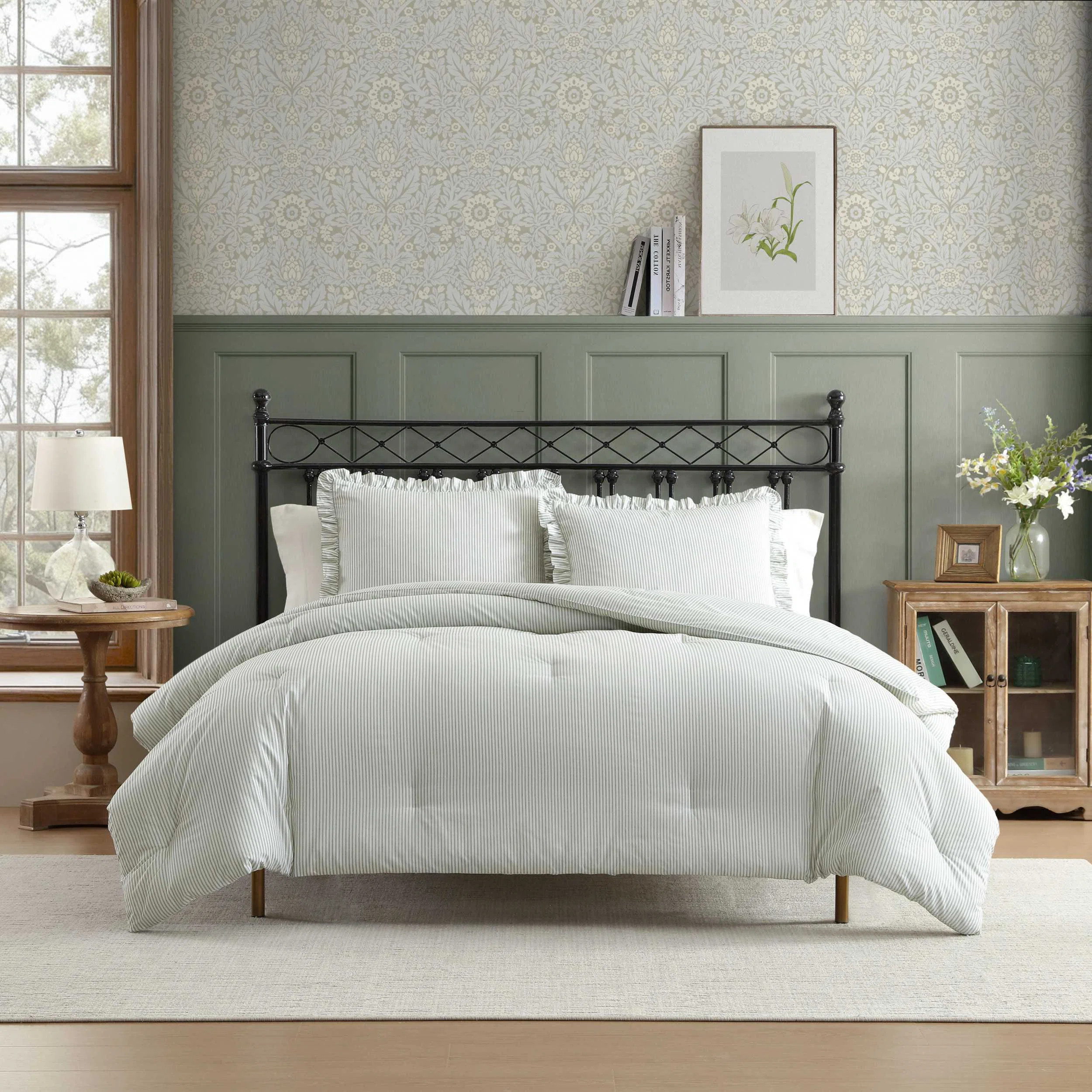 Laura Ashley Oxford Stripe Cotton Reversible Green Comforter Set - Wayfair Canada | Wayfair North America