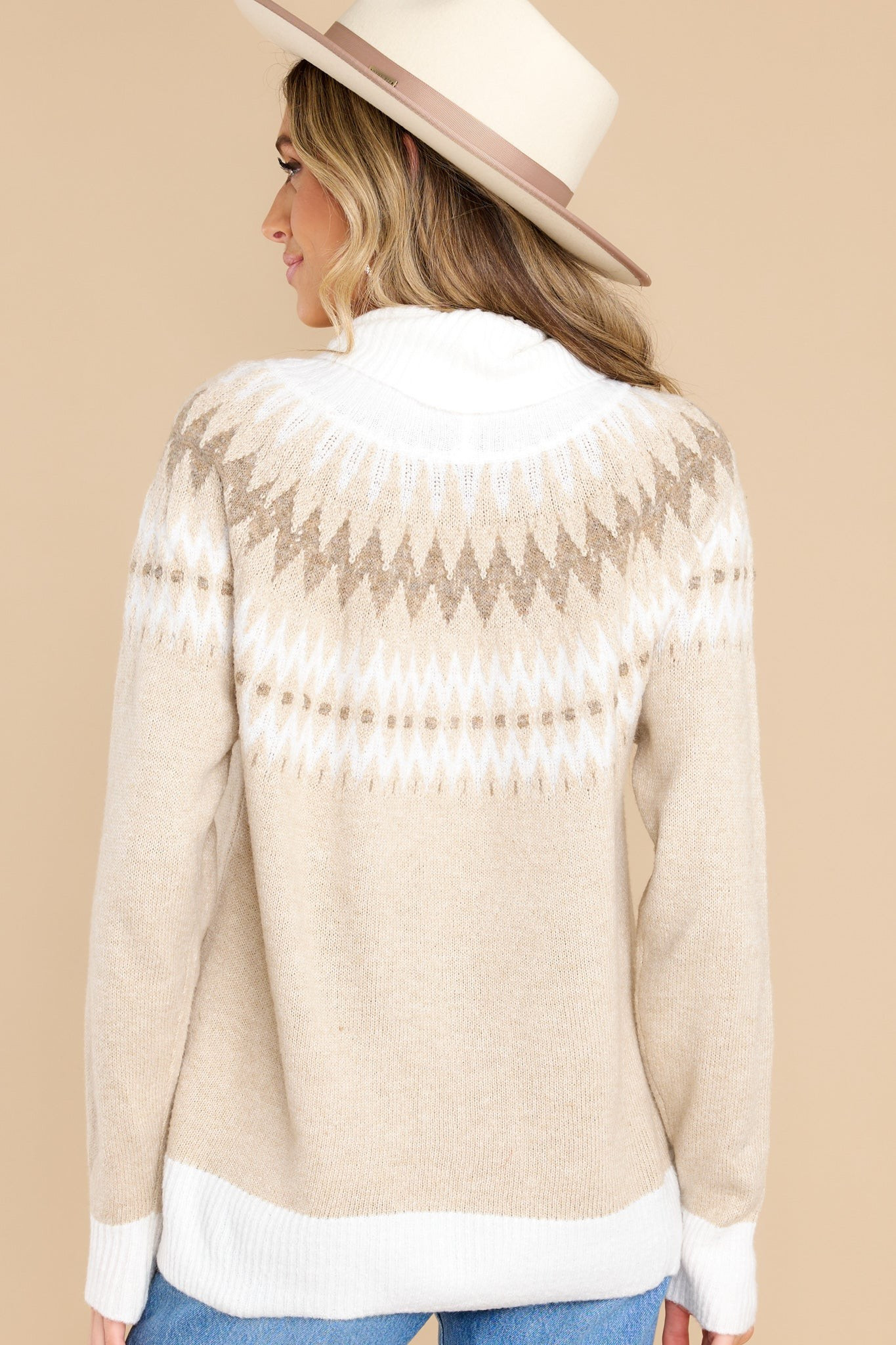 Enjoy Your Stay Taupe Multi Sweater | Red Dress 