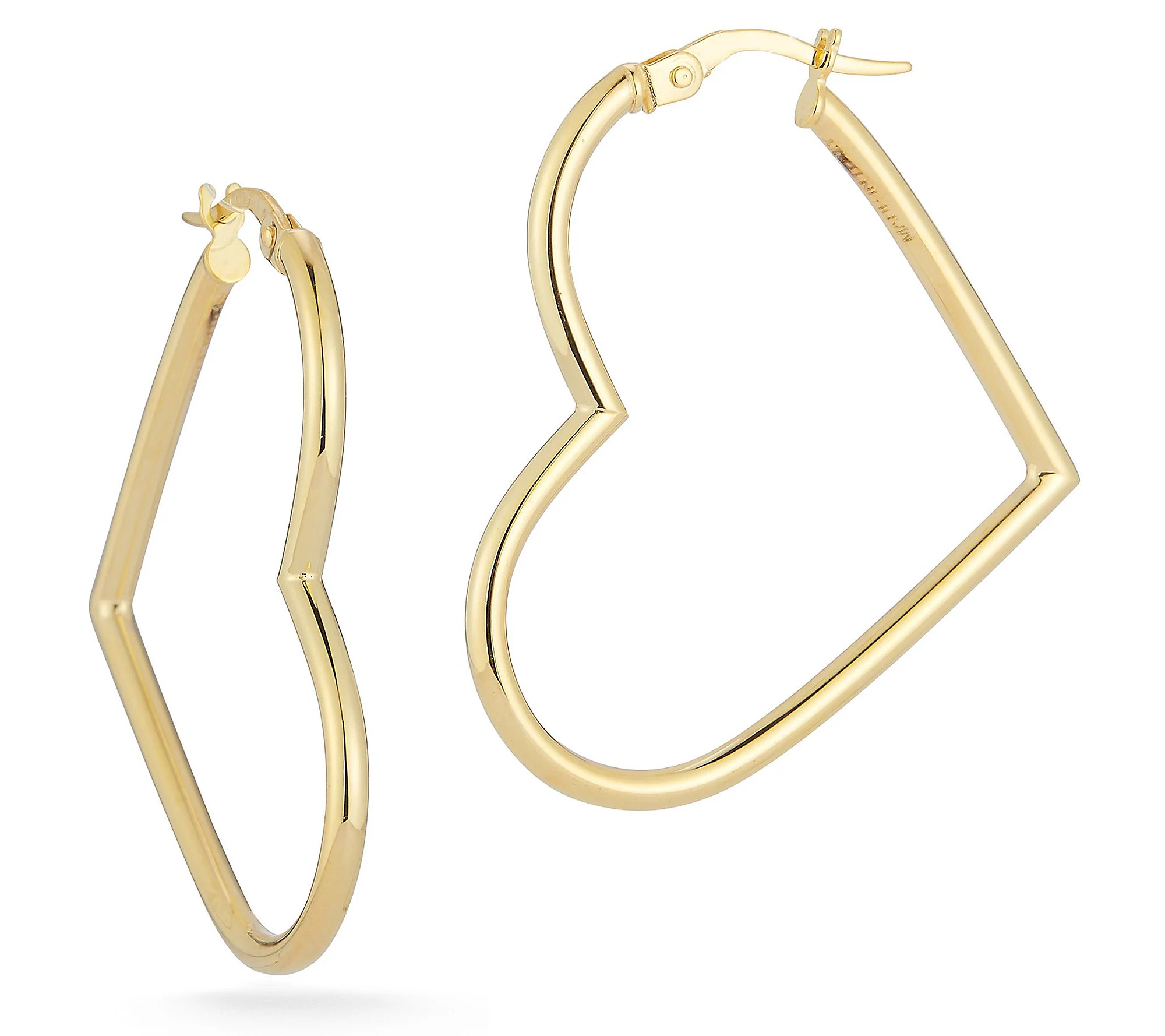 Italian Gold Heart Hoop Earrings, 14K | QVC