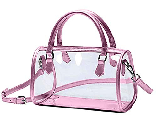 Rullar Women Clear Jelly Purse Transparent Handbag Top Handle Shoulder Bag PVC Purse Totes Satchel Pink | Amazon (US)