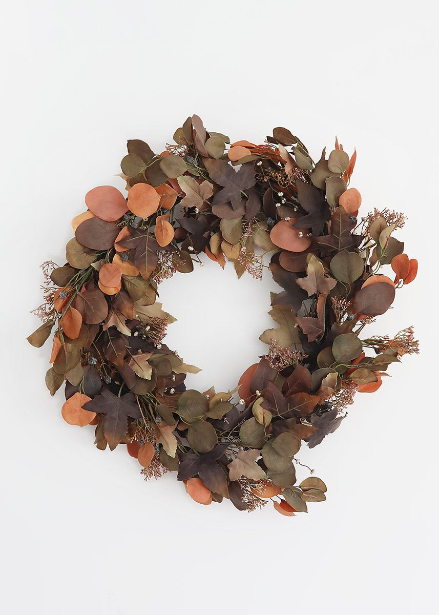 Fake Earthy Eucalyptus Leaf Wreath - 24 | Afloral (US)