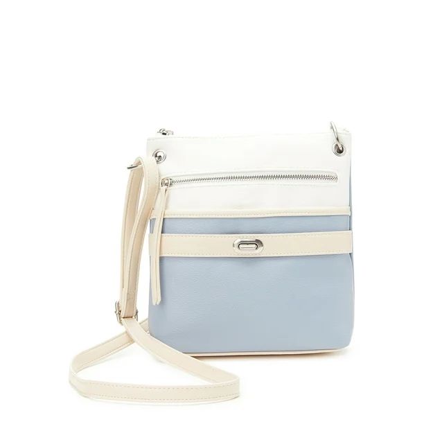 Time and Tru Women's Norah Colorblocked Crossbody Blue - Walmart.com | Walmart (US)