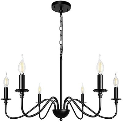 ZOSIMIO Light 6-Light Chandeliers Black Farmhouse Classic Candle Ceiling Hanging Light Fixture Ru... | Amazon (US)