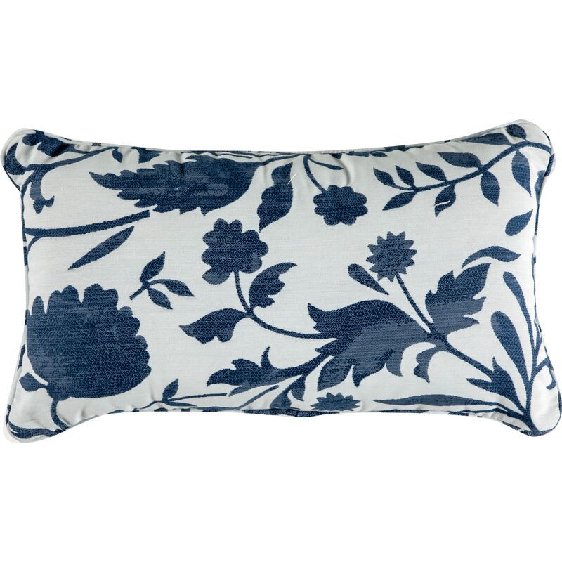 Layla Outdoor Lumbar Pillow, Dolce Floral Indigo | One Kings Lane