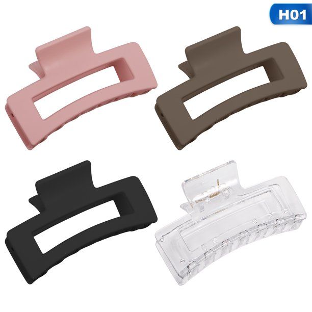 Qweryboo 4 Pcs Women's Thick Rectangle Claw Clip, Hair Claw Clips Strong Hold Matte Hair Claw Ban... | Walmart (US)
