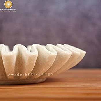 Amazon.com: HandCrafted Marble Ruffle Bowl /Antique Scallop Bowl/Fruit Bowl/Vintage Ring Dish/Dec... | Amazon (US)