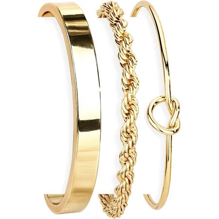 925 Sterling Silver Bracelets for Women Stack, 14K Gold Plated Bangle Cuff Jewelry Set Trendy, Adjustable Tennis Knot Twisted Bracelet for Wrist Essentials Women Fashion Gifts | Walmart (US)