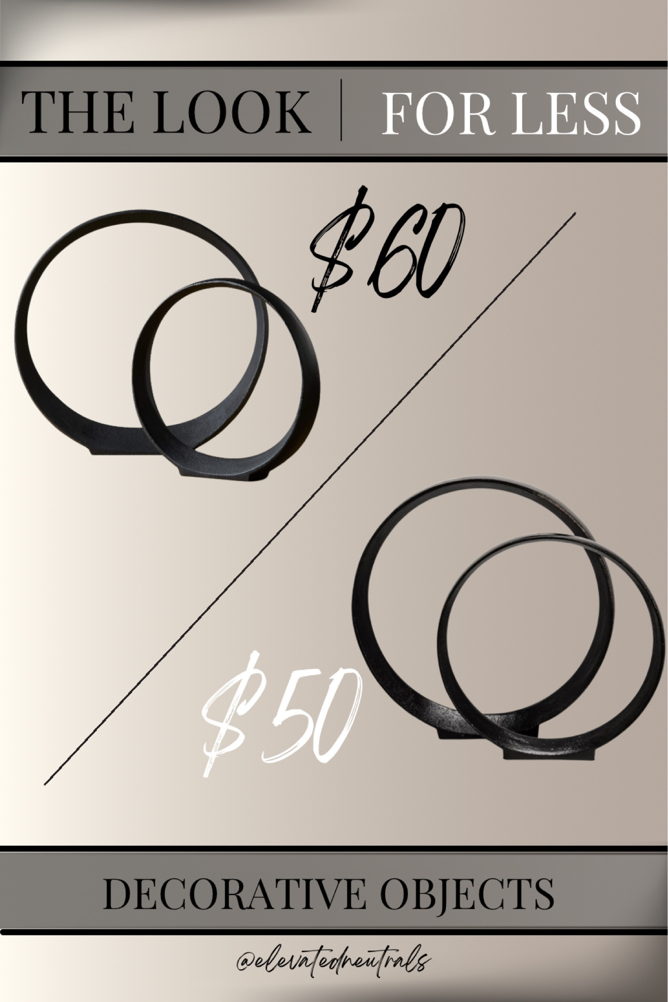 Listen, ten dollar savings is still a deal! Always on the hunt for something more affordable…

This Abstract Round Metal Ring Set is the perfect addition to any shelving unit. It’s giving modern, it’s giving rustic, it’s giving vintage. The more expensive option is from CB2 but I found the same one on Wayfair! 
Follow along for more affordable deals on your vintage inspired decorative objects!



#LTKHome