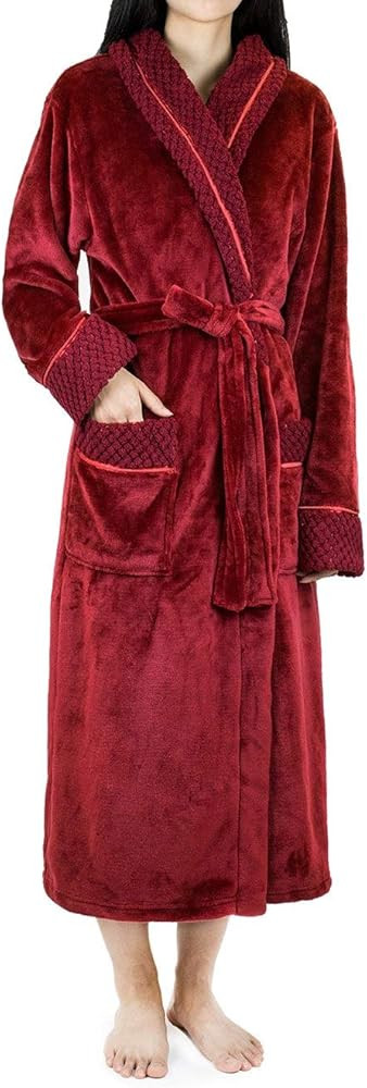 PAVILIA Soft Plush Women Fleece Robe, Cozy Warm Bathrobe, Fuzzy Female Long Spa Robe | Amazon (US)