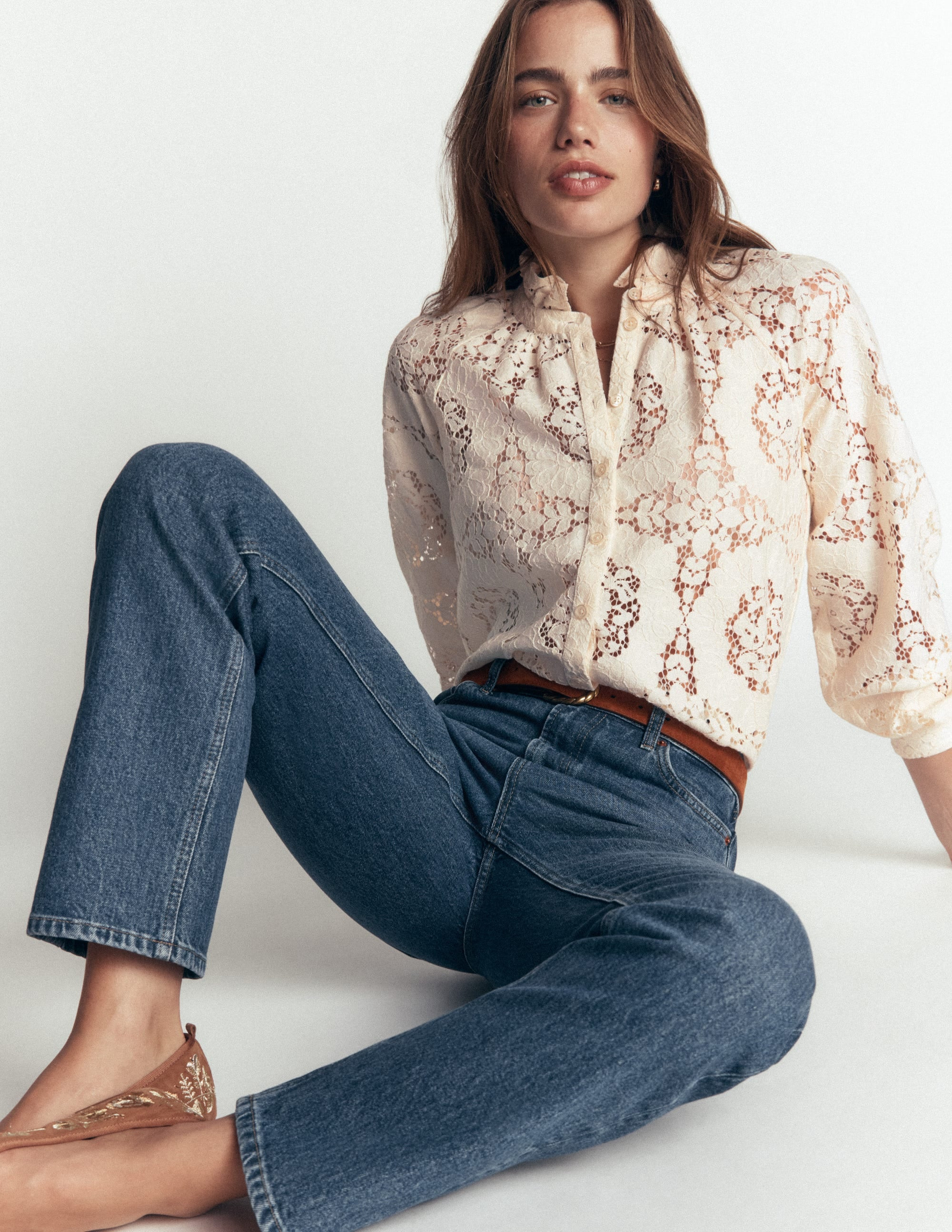 Erica Lace Top-Ivory | Boden (US)