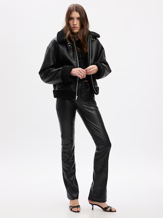 Mid Rise Vegan Leather Baby Boot Pants | Gap (US)