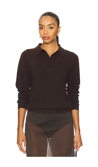 Knit Cashmere Polo Sweater in Dark Brown | Revolve Clothing (Global)
