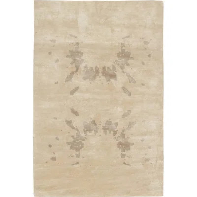 Modern 3'4" x 5' Contemporary Botanic Beige Silk Rug | Wayfair North America
