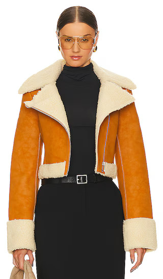 x Bridget Taryn Fitted Shearling Jacket in Tan | Revolve Clothing (Global)