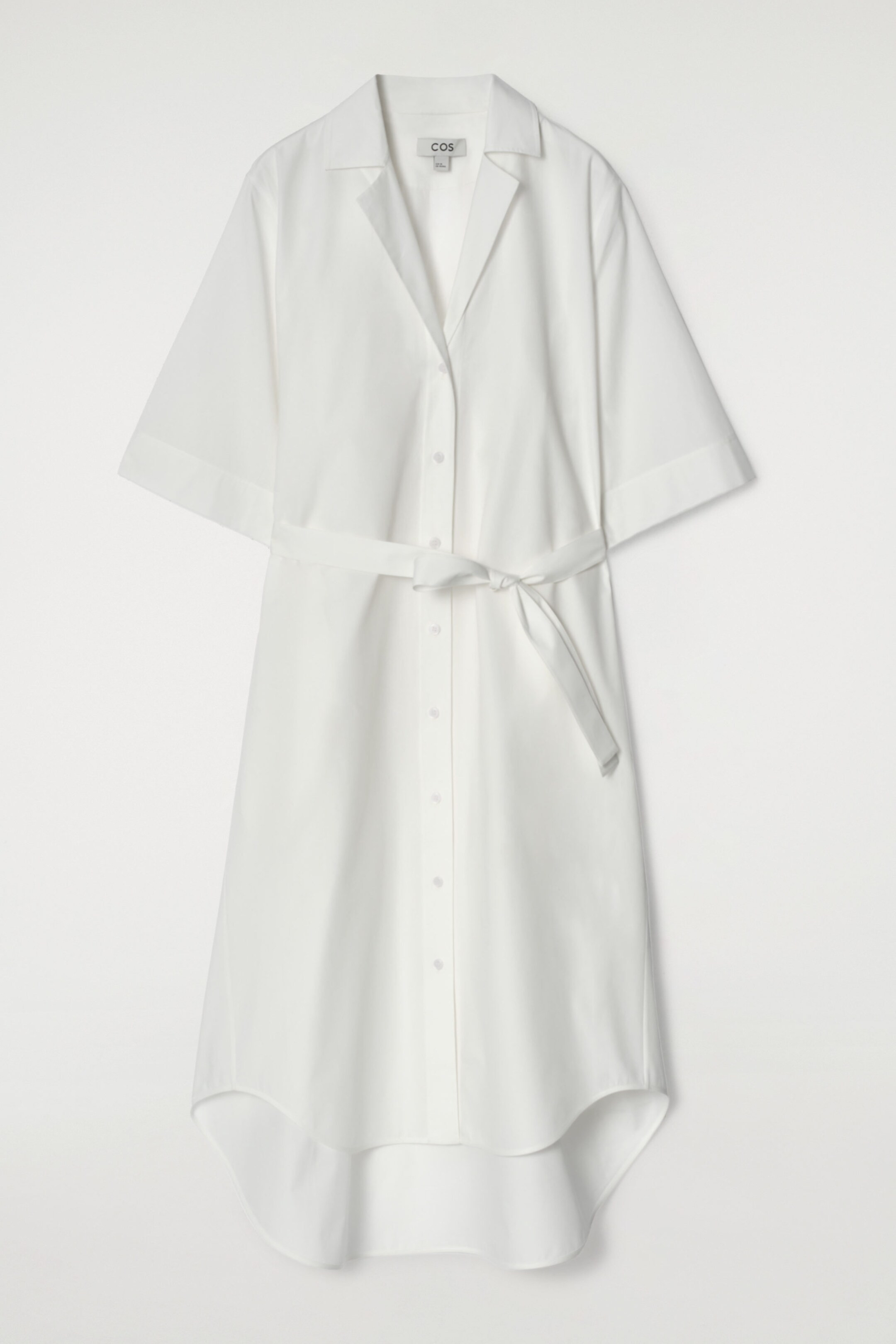 BELTED SHORT-SLEEVED MIDI SHIRT DRESS - WHITE | COS UK