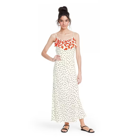 Polka Dot Sleeveless Ruffle Slip Dress - RIXO for Target White | Target