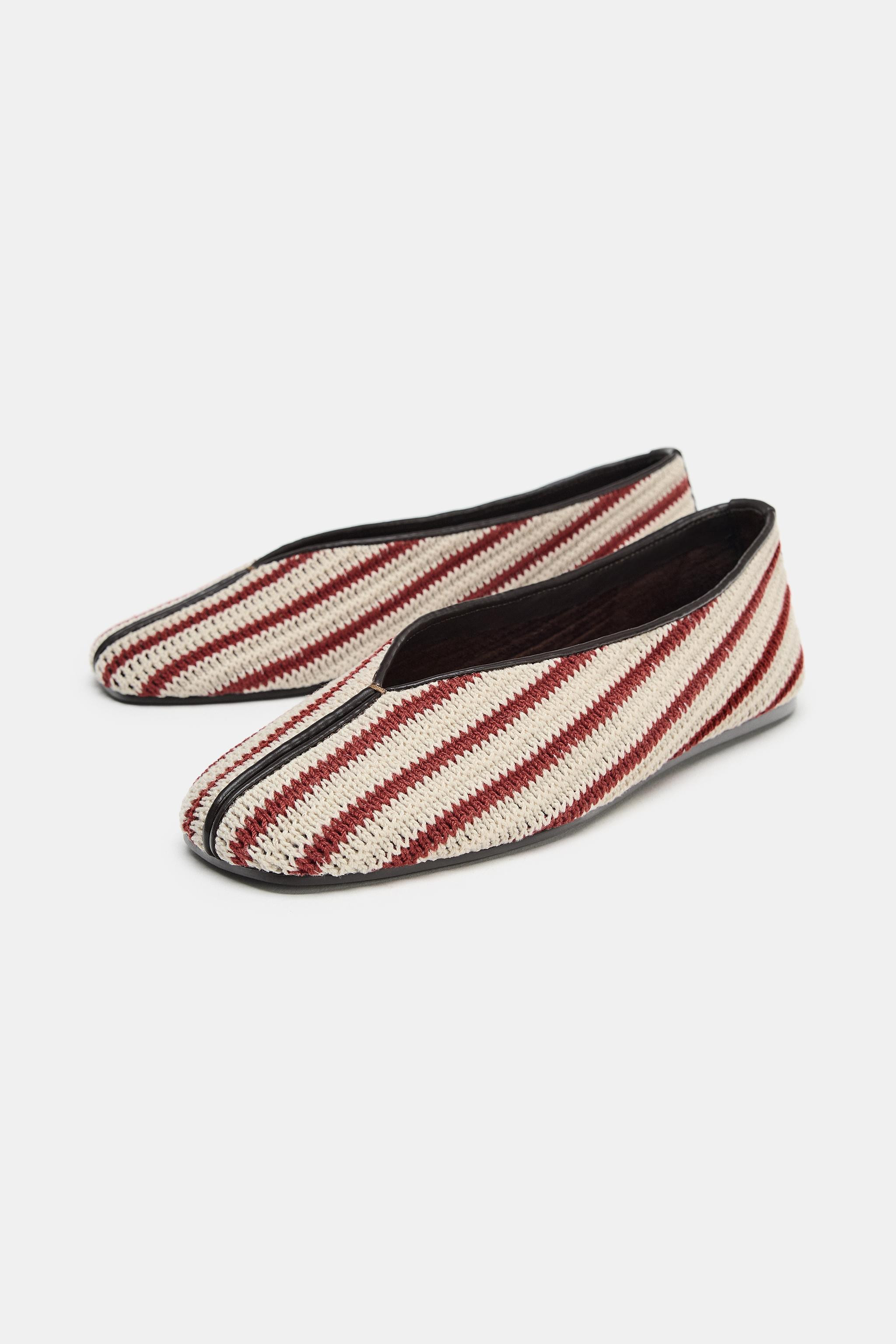 STRIPED FABRIC BALLET FLATS | Zara US