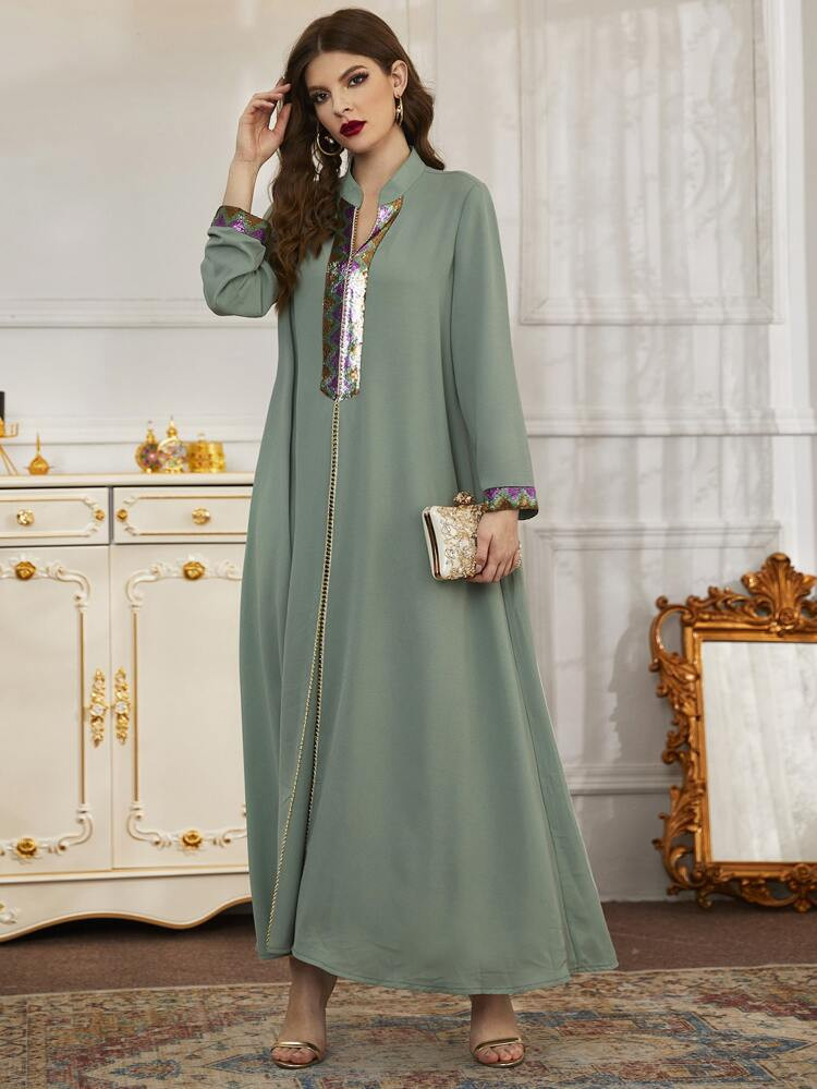 Sequin Panel Insert Longline Dress | SHEIN