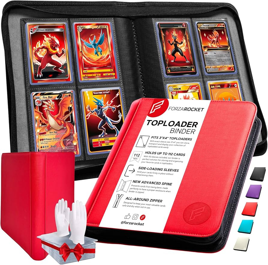 FORZAROCKET 4 Pocket Toploader Binder, Holds 112 Top Loaders, 8 INCLUDED, Waterproof PU Leather, ... | Amazon (US)