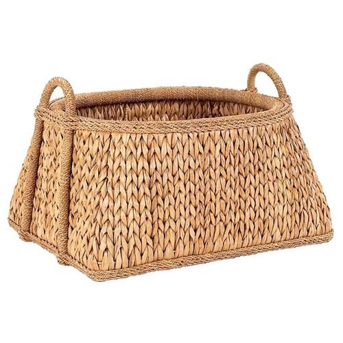 Mainly Baskets Sweater Weave Coastal Natural Handwoven Rattan Floor Basket | Kathy Kuo Home