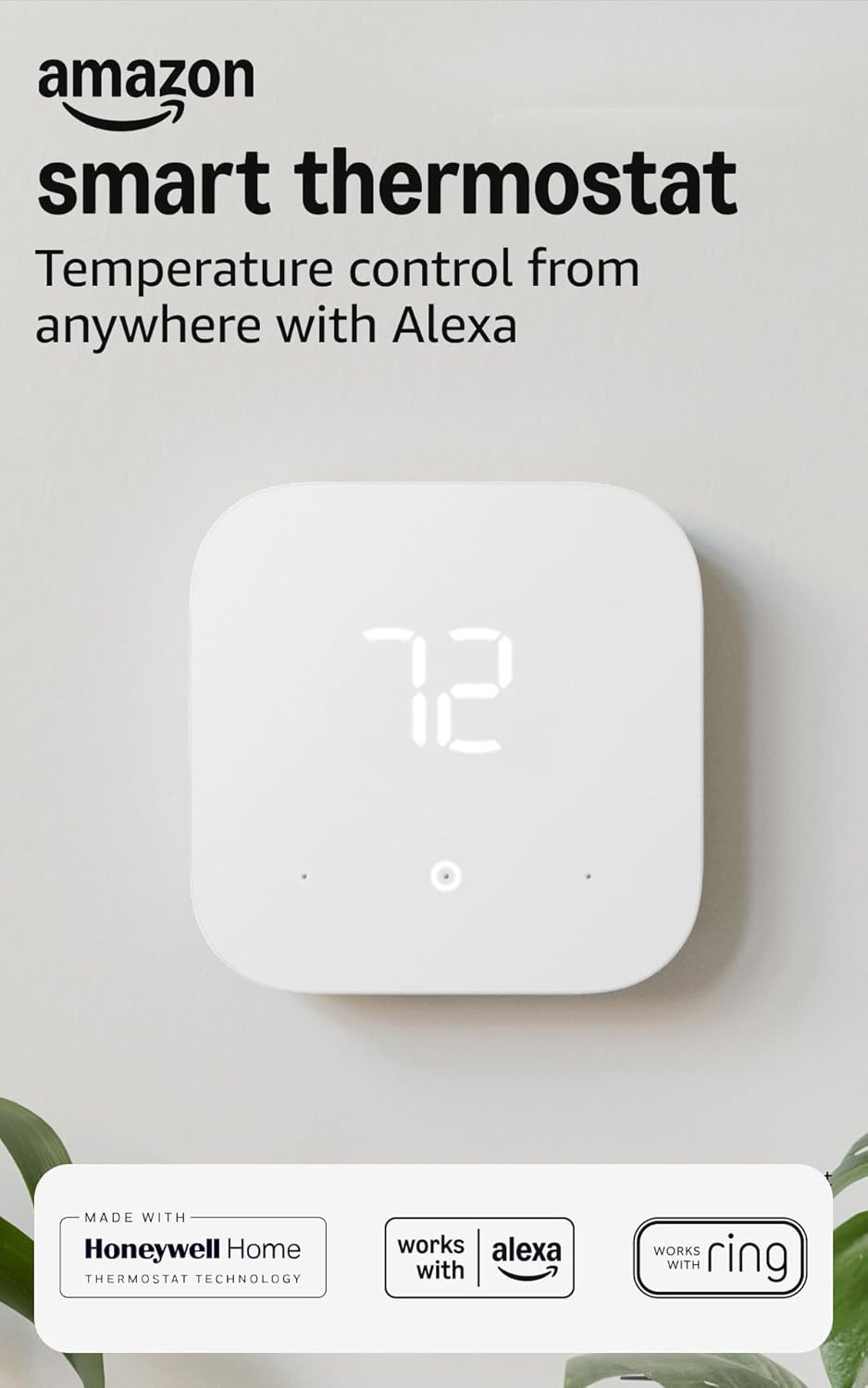 Amazon Smart Thermostat, Save money and energy, Works with Alexa and Ring, C-wire required | Amazon (US)