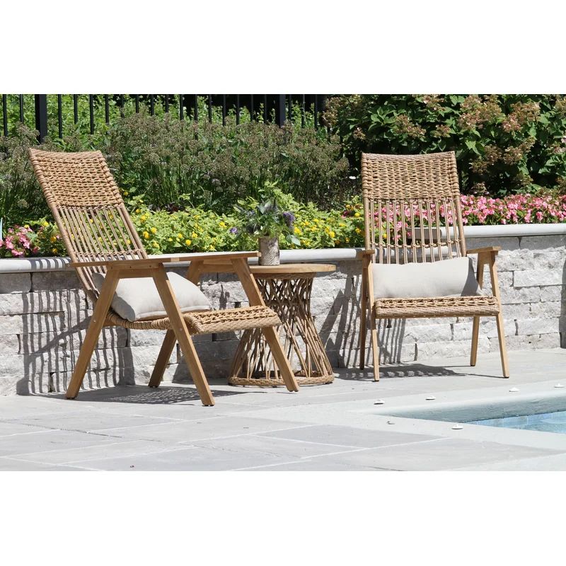 Devair Teak Patio Chair with Cushions (Set of 2) | Wayfair North America