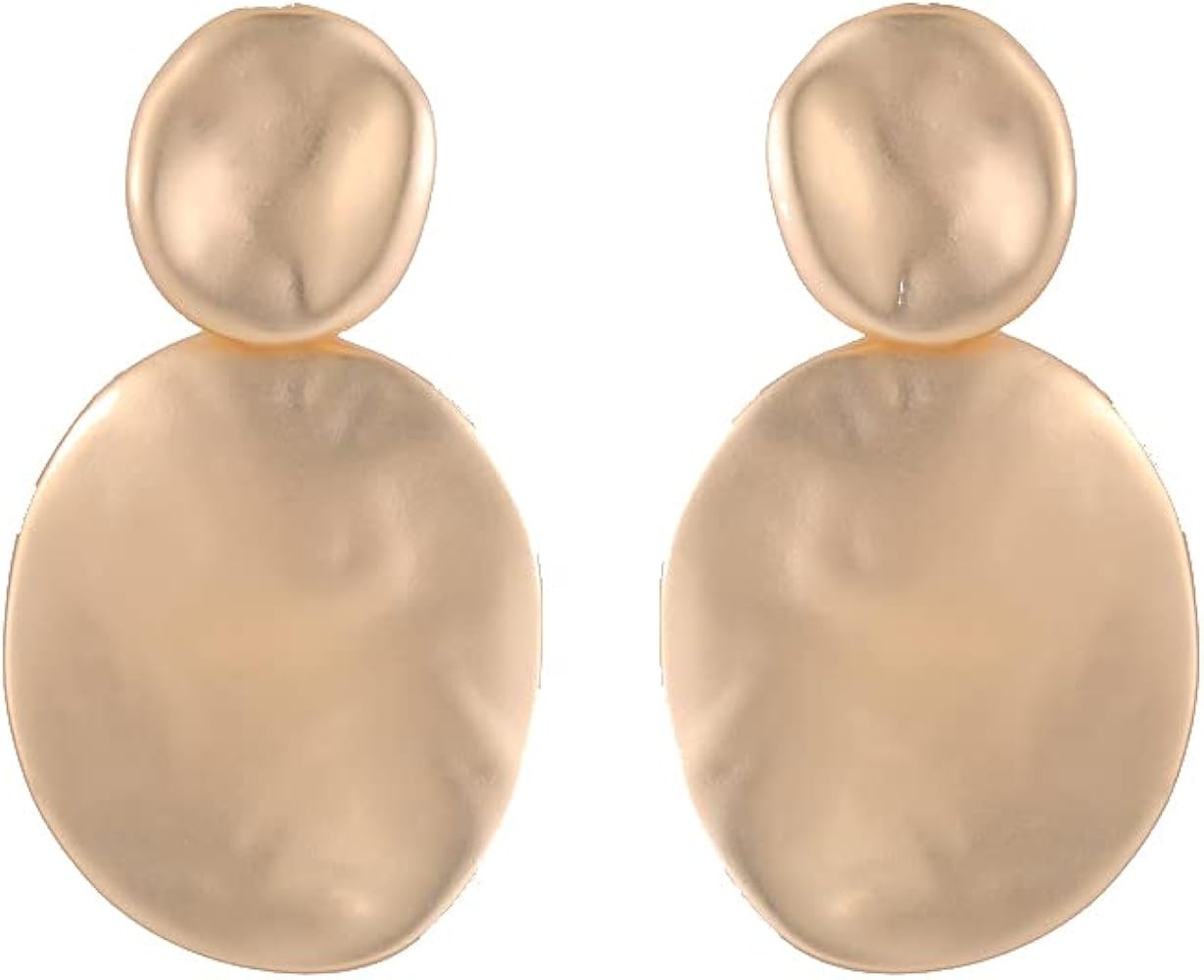 Matte Gold Dangle Earrings for Women Big Drop Earrings Long Geometric Statement Earrings for Wome... | Amazon (US)