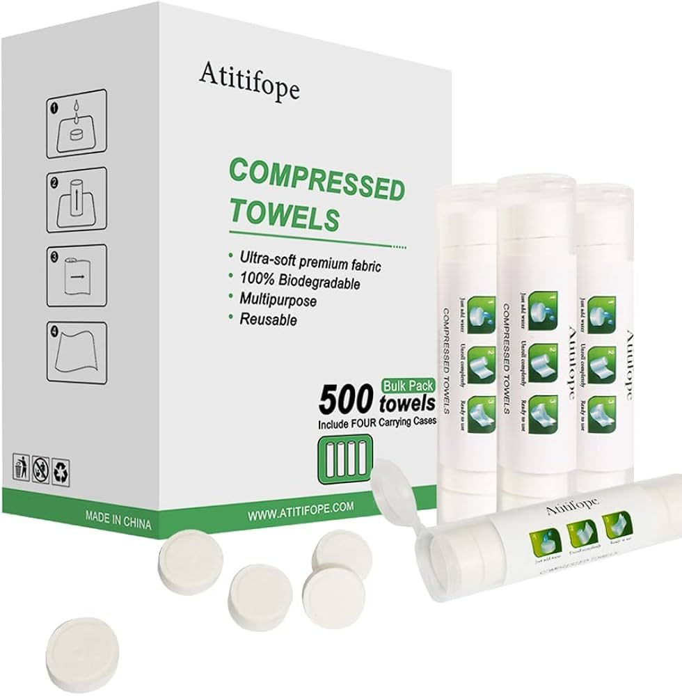 Compressed Towel Camping Hiking Travel Reusable Clean Towels Coin Tissues Bulk Pack 500Count | Amazon (US)