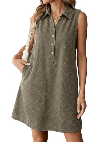 Dokotoo Denim Dress for Women Summer Casual Sleeveless V Neck Button Mini Jean Dersses with Pocke... | Amazon (US)
